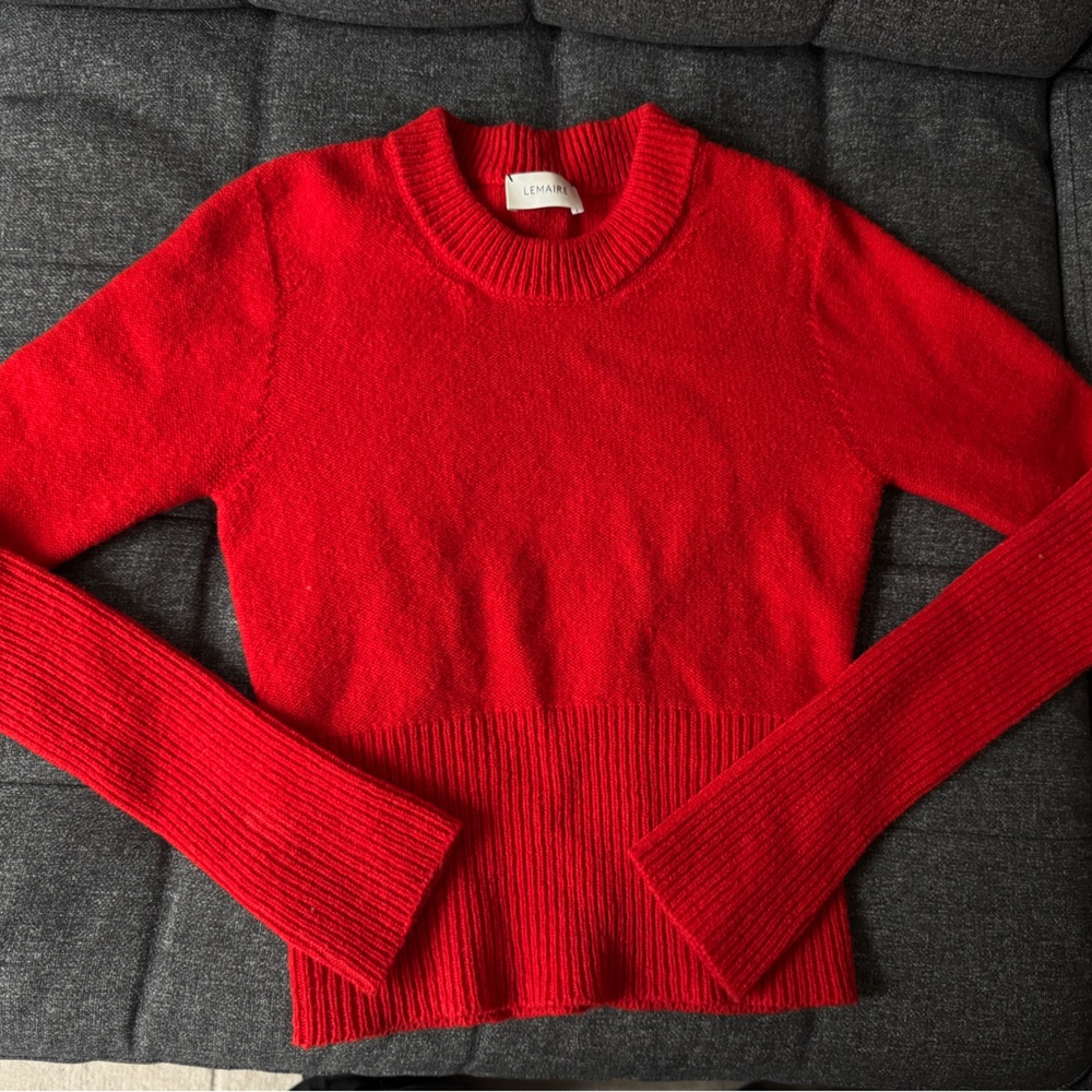 Lemaire Red 100% Wool Crew Neck Sweater